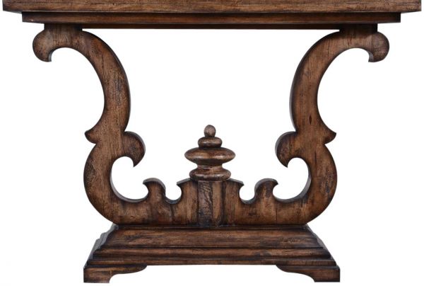 Console Table Cambridge Rustic Pecan Distressed Solid Wood Old World Scroll