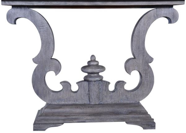 Console Table Cambridge Weathered Gray  Solid Wood Old World Scroll Design