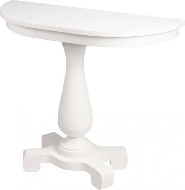 Console Table White Distressed Demilune Pedestal 