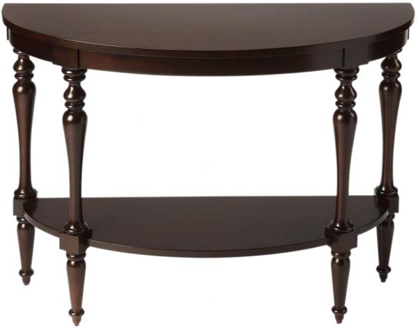 Console Table Traditional Antique Ballerina Feet Demilune Turned Legs Mahogany