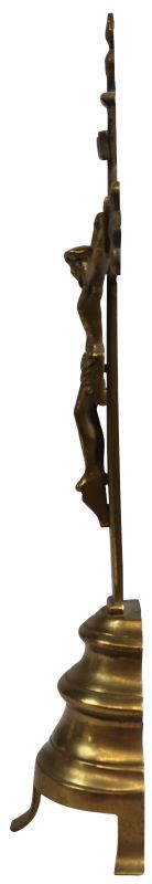 Crucifix Jesus Christ Religious Standing Cross Fleur de Lis Brass Metal Antique