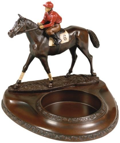 Desk Tray Confident Jockey Boy Cast Resin Hand-Painted Hand-Cast Painted