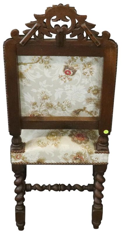 Dining Chairs Hunting Renaissance 1880 French Carved Oak  Cream Red Gold Set 4