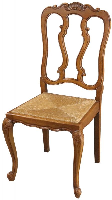 Dining Chairs Louis XV Rococo Vintage French 1950 Oak Rattan Charming Set 6