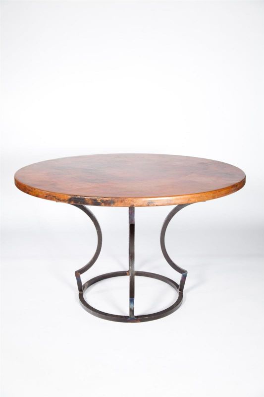 Dining Table CHARLES Round Top 48-In Copper Metal Brass Bronze