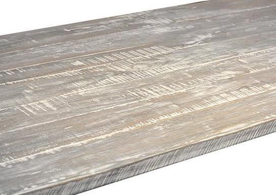 Dining Table Distressed Gray Wood Turned Pedestal Base 7 Feet