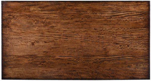 Dining Table Farmhouse Crackle Black Solid Wood Rustic Pecan Distressed Rect