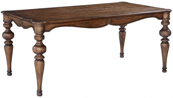 Dining Table Portico Old World Rustic Pecan Solid Wood  Rounded Corners