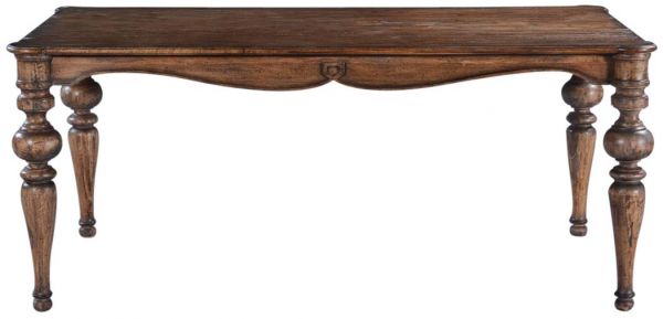 Dining Table Portico Old World Rustic Pecan Solid Wood  Rounded Corners