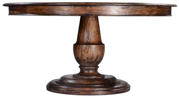 Dining Table Scottsdale Round Solid Wood Distressed Rustic Pecan Pedestal Base
