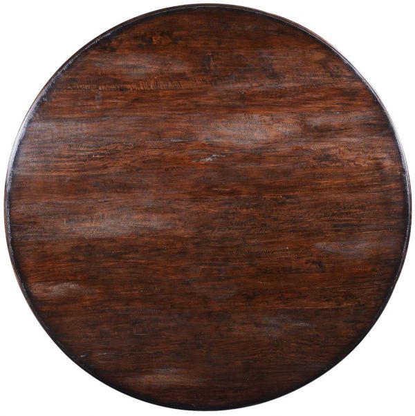Dining Table Scottsdale Round Wood Dark Rustic Pecan Distressed Pedestal Base