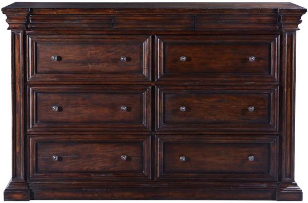 Dresser Cathedral Chest of Drawers Hand-Scraped Dark Wood  Secret Drawers