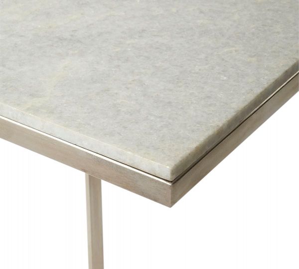End Table Side Modern Contemporary Distressed White Brushed Nickel Black Brass
