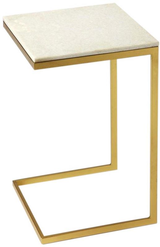 End Table Side Modern Contemporary White Antique Gold Distressed Butler Loft