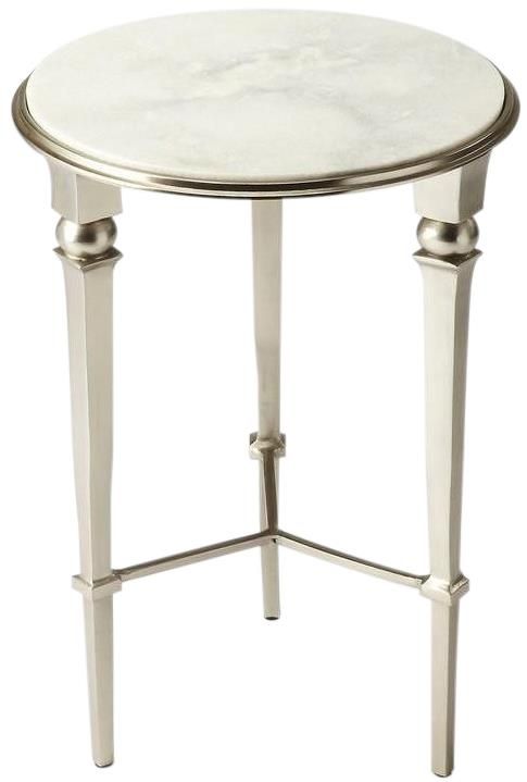 End Table Side Modern Expressions White Polished Silver Distressed Brushed