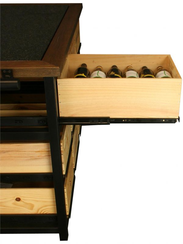 Hobbs Germany Kitchen Island  French Wine Crate 18 Drawer  Italian Granite  Walnut