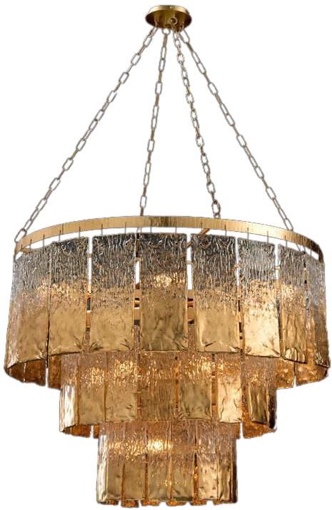 Twilight 16 Light Gold Leaf Glass Chandelier for Luxury Homes
