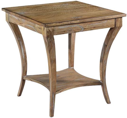 Lamp Table Bendale Square Beachwood Solid Wood Curved Legs Lower Tier