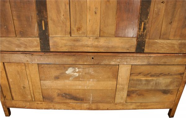 Large Antique Buffet Server 1800  French Country Oak  Carved Rosettes  Wood Peg
