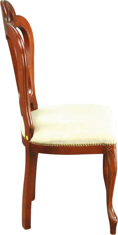Large New Italian Rococo Dining Chair  Mahogany  Bone Damask
