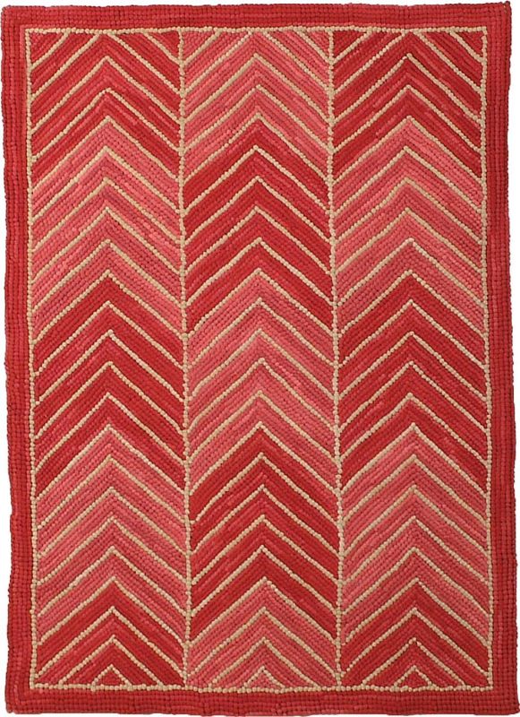 Rug Traditional Antique Camp Chevron 3x5 5x3 Red Burlap Back