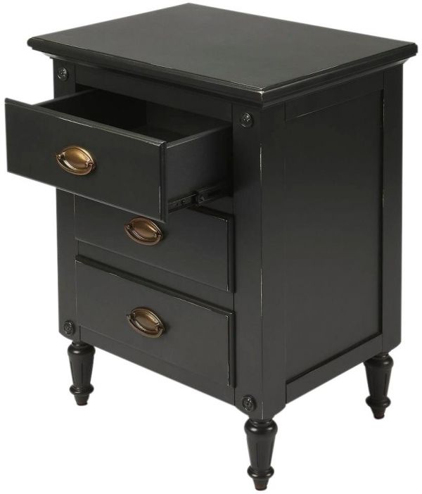 Nightstand Antique Brass Distressed Black Hammered Resin Components Mahogany