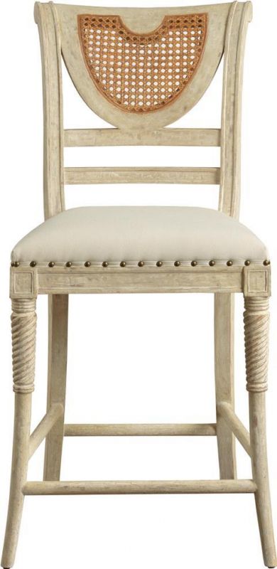 PORT ELIOT Counter Stool Italian Turned Upper Legs Cafe Brown Cane Back Ca