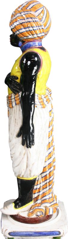 Pair Italian Majolica Blackamoore Black Moors  Hand-Painted  Vibrantly Colorful