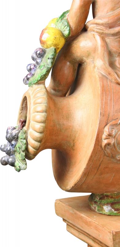Pair Large Italian Statues Hand-Crafted Majolica Ceramic Signed Ceccerelli