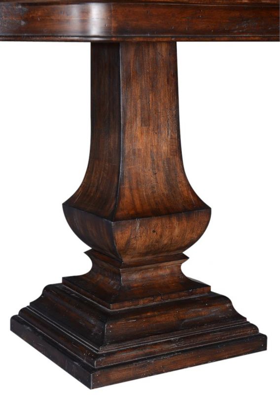Pastry Table Tuscan Italian Dark Rustic Pecan Wood Double Pedestal Oval Top
