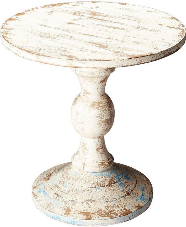 Pedestal Table Dining Shabby Elegant Rustic Acid Wash Artifacts Distressed
