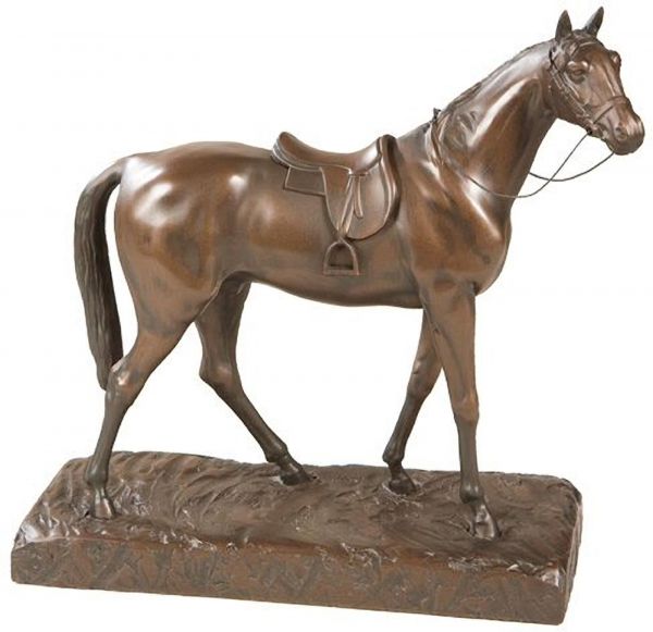 Sculpture English Saddle Horse Medium Chocolate Brown Cast Resin Hand-Cast