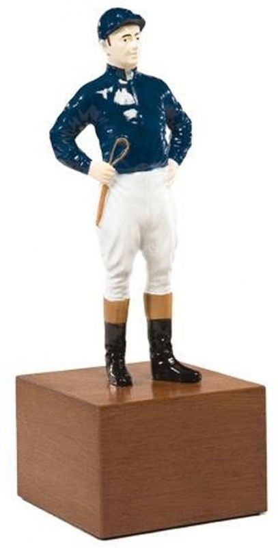 Sculpture Jockey in Riding Colors Large Cast Resin Hand-Painted Hand-Cast