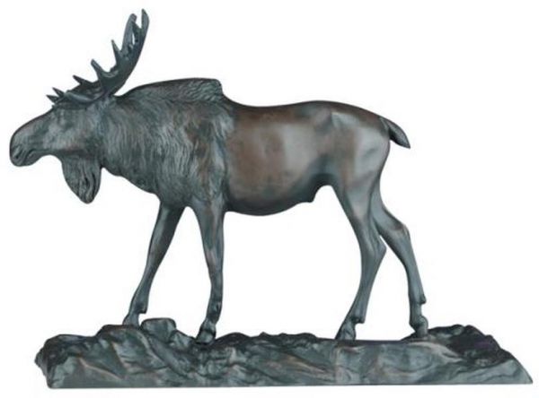 Sculpture MOUNTAIN Rustic Bull Moose Ebony Black Resin Hand-Painted Hand-Cast