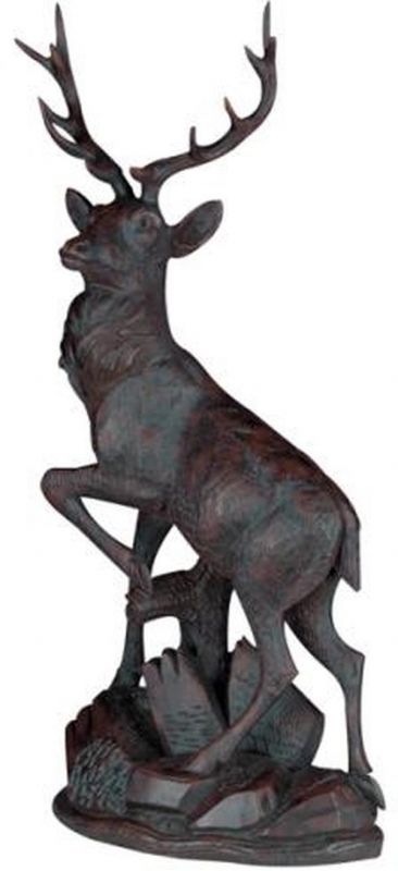 Sculpture MOUNTAIN Rustic English Deer Left-Facing Left Oxblood Red Resin