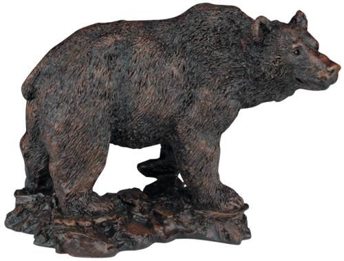 Sculpture MOUNTAIN Rustic Imposing Grizzly Bear On the Move Resin Hand-Painted