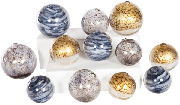 Sculpture Sphere Ball Ornament Glimmer Mythic Drift Stone Blue Gold Multi-Color