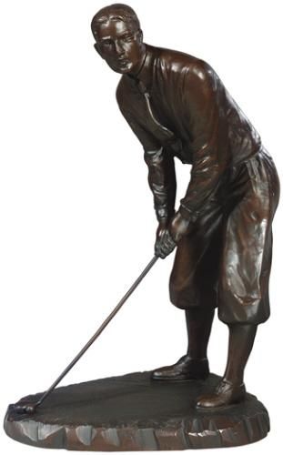 Sculpture Statue 1930s Golfer Hand Painted USA Made OK Casting Vintage Look New