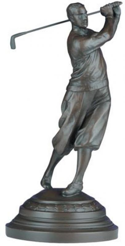 Sculpture Statue Antique Golfer Hand Painted Resin Made in USA OK Casting