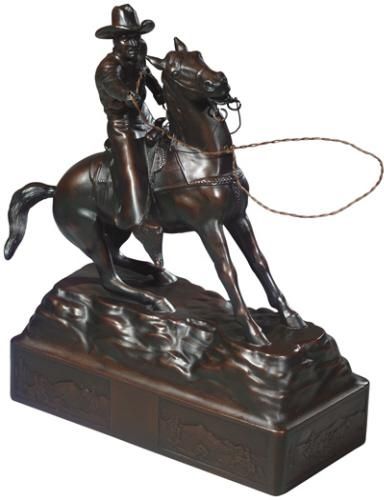 Sculpture Statue Cowboy Roper Horse Southwestern Hand Painted OK Casting