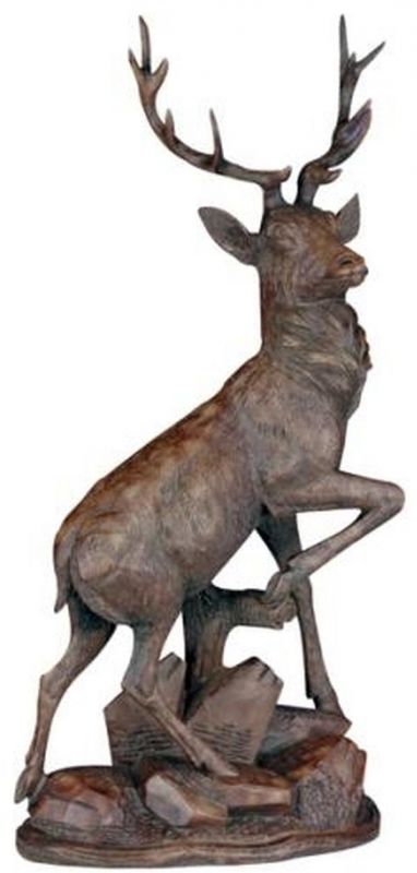 Sculpture Statue English Deer Right Facing Rustic Mountain Hand Painted Resin