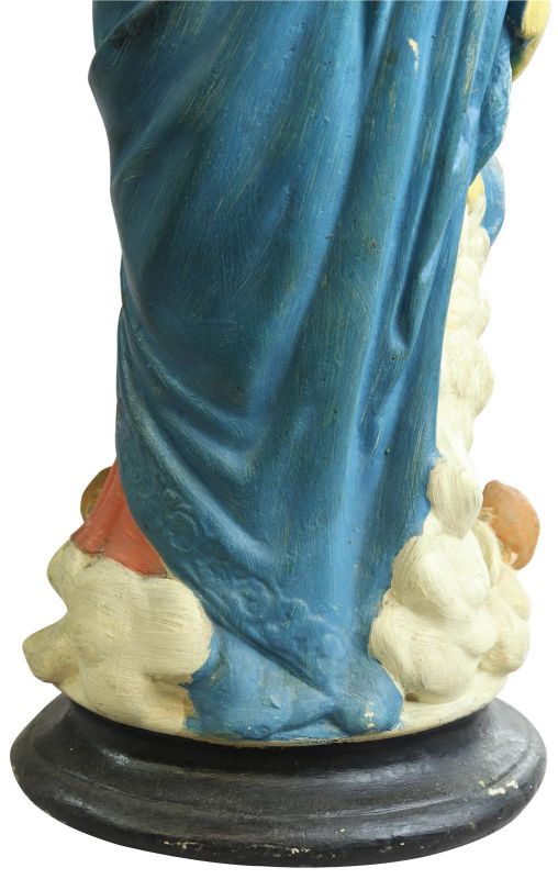 Sculpture Statue Madonna Our Lady Victory French Chalkware Religious Coral Pink
