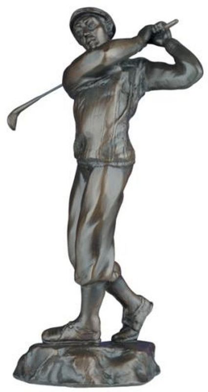 Sculpture Statue Old Time Golfer Hand Painted Resin Made in USA OK Casting