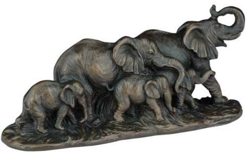 Sculpture Statue Running Elephants Realistic Hand Painted OK Casting USA Made