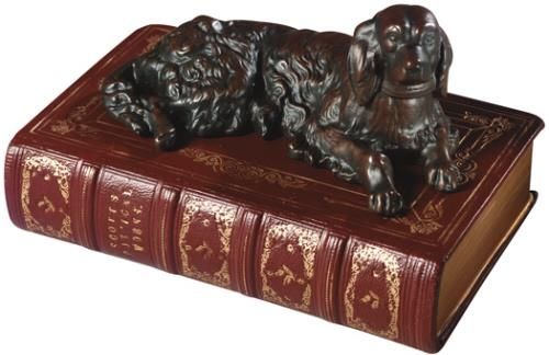Sculpture Statue Setter Dog Resting on Red Book Hand Made OK Casting USA