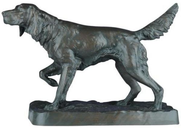 Sculpture TRADITIONAL Antique English Setter Dog In All His Prowess Ebony Black