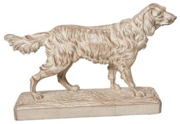 Sculpture TRADITIONAL Antique English Setter Dogs Beige Resin Hand-Painted
