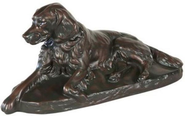 Sculpture TRADITIONAL Antique Setter Dog Dogs Chocolate Brown Resin