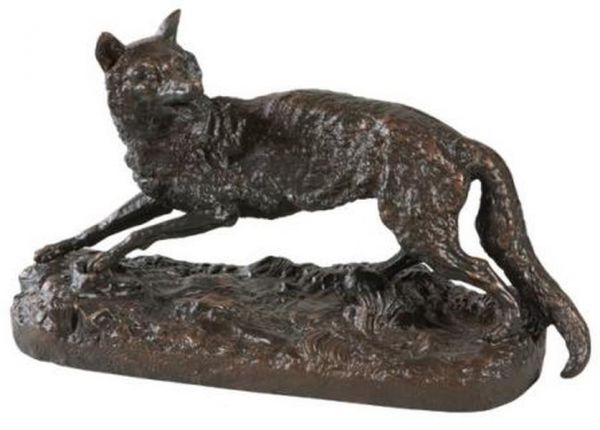 Sculpture TRADITIONAL Antique Standing Wild Fox Chocolate Brown Resin