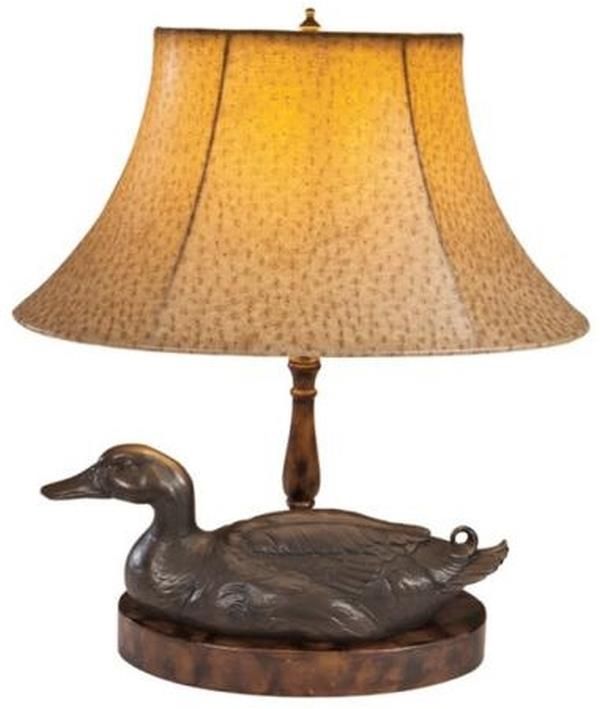 Sculpture Table Lamp Duck Traditional Hand Painted OK Casting USA Made Ostrich